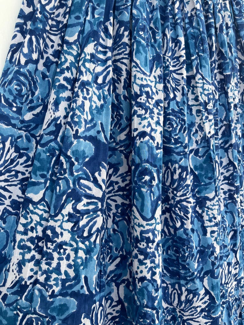 White Blue Boho Cotton Skirt For Summer