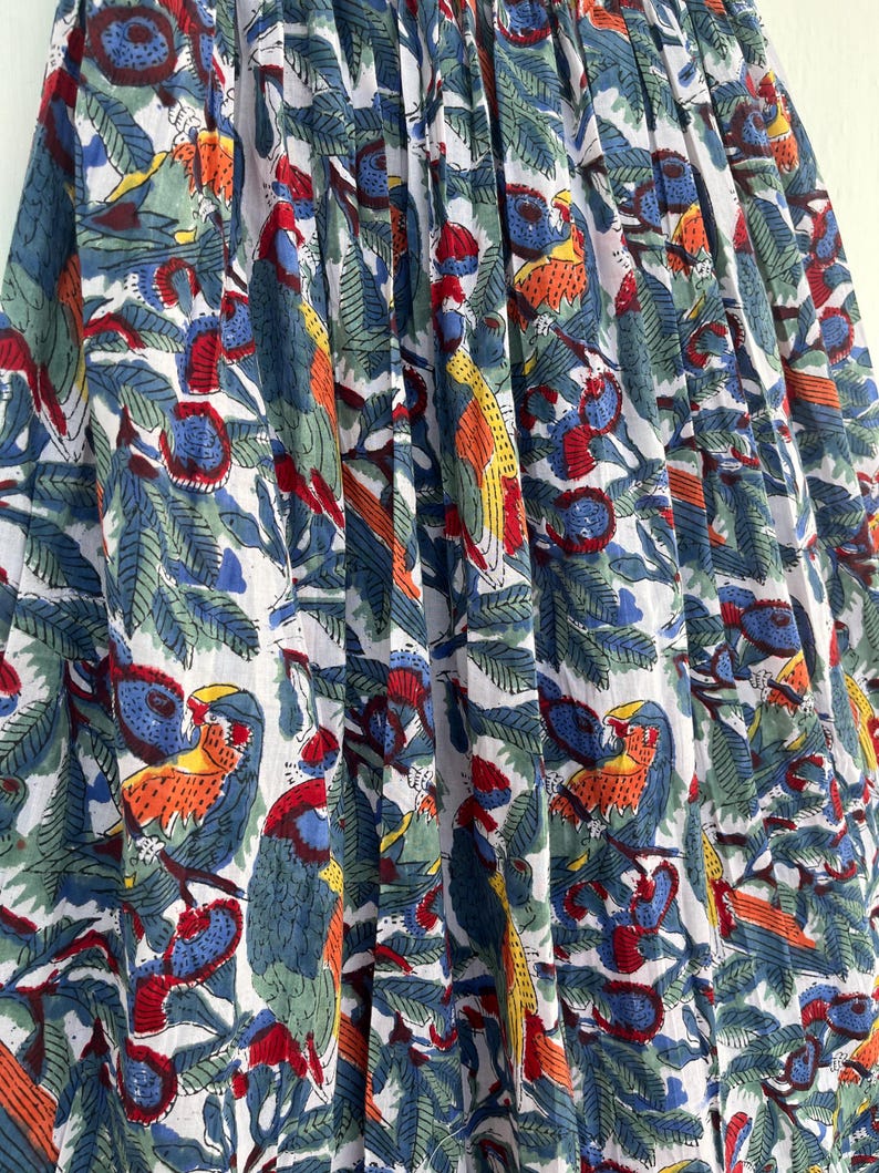 Summer Cotton Hand Block Printed Bohemian Skirt For Women
