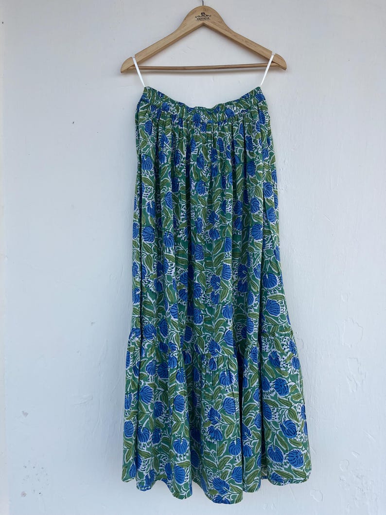 Floral Printed Cotton Maxi Skirt, Boho Long Skirt