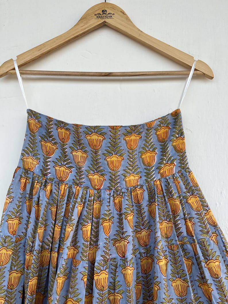 Hand Block Printed Cotton Long Hippie Skirt, Summer Comfy Skirt For Women