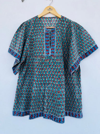 Block Printed Blouse - Handcrafted in India - plus size top