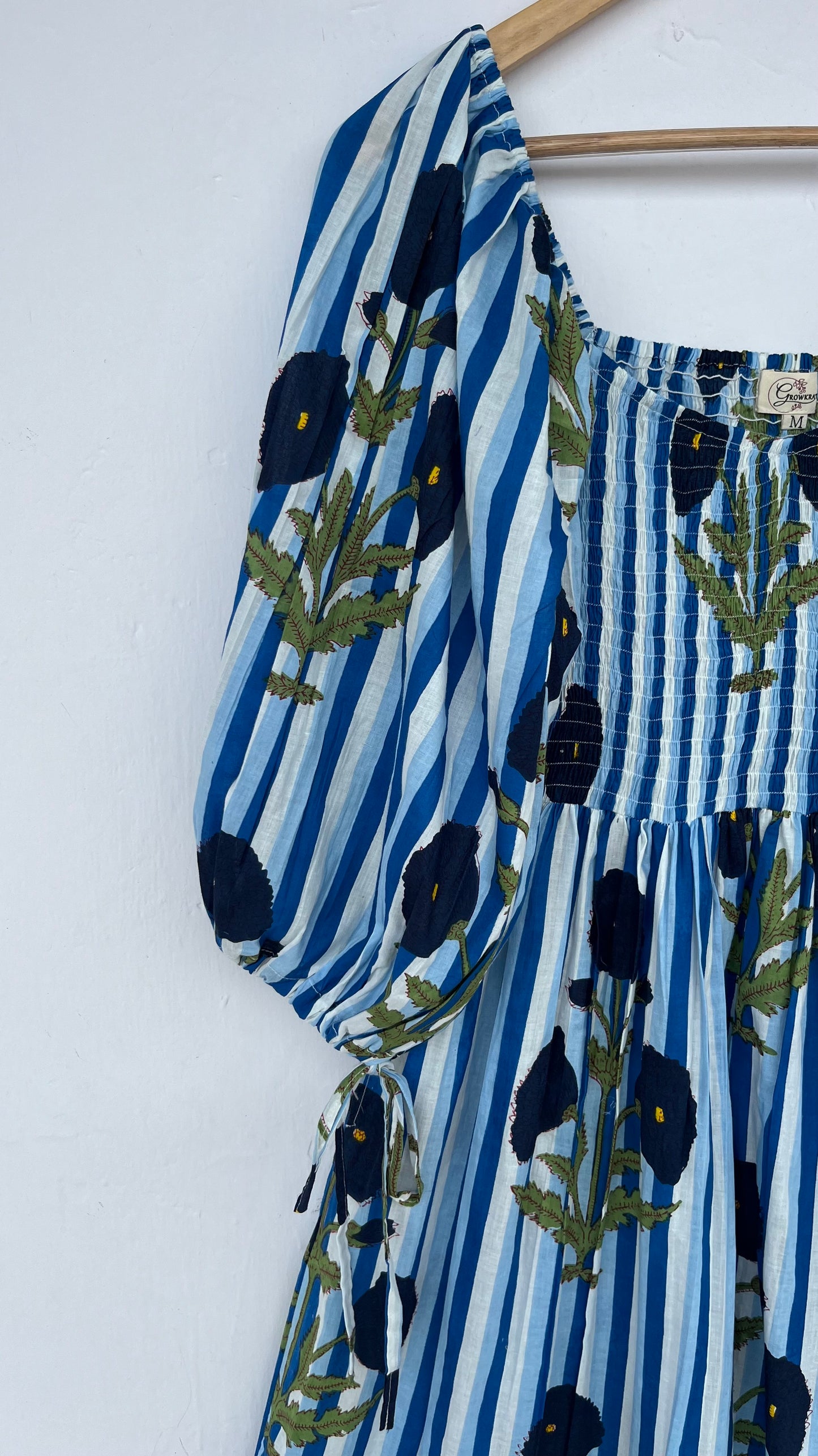 Blue Floral Boho Summer Maxi Dress