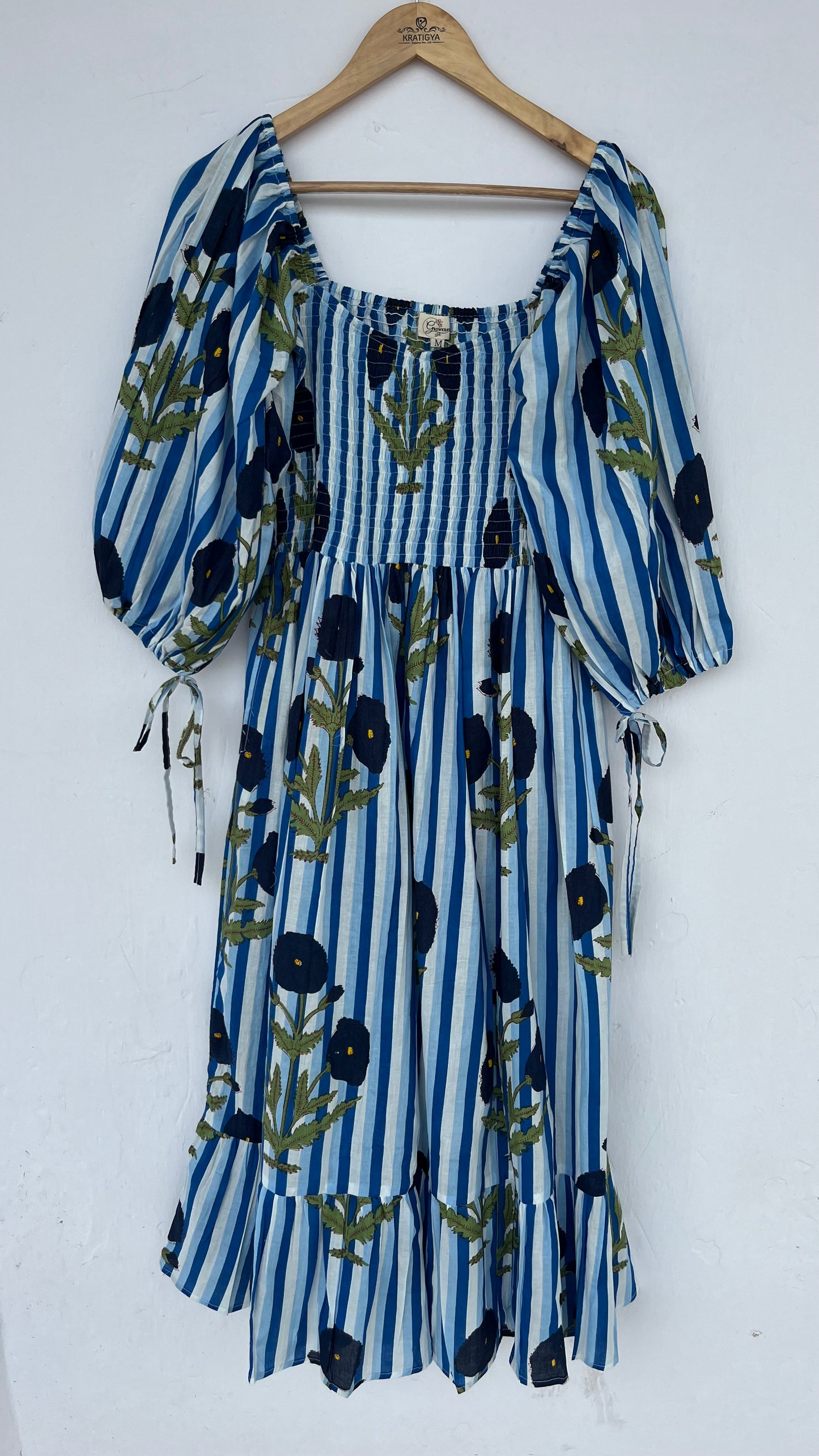 Blue Floral Boho Summer Maxi Dress