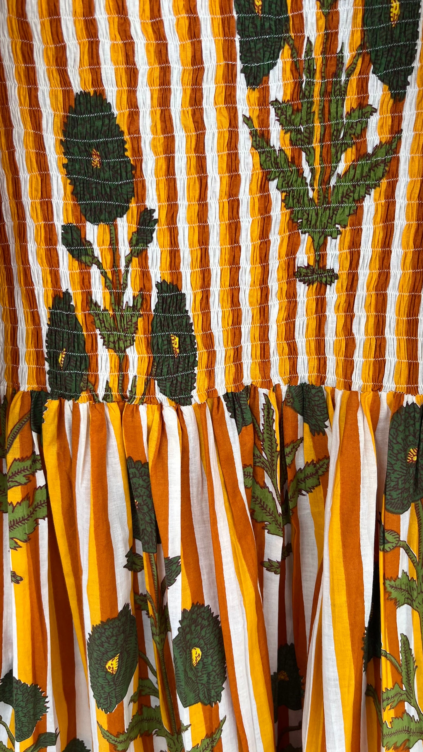 Yellow Floral Boho Shirred Maxi Dress