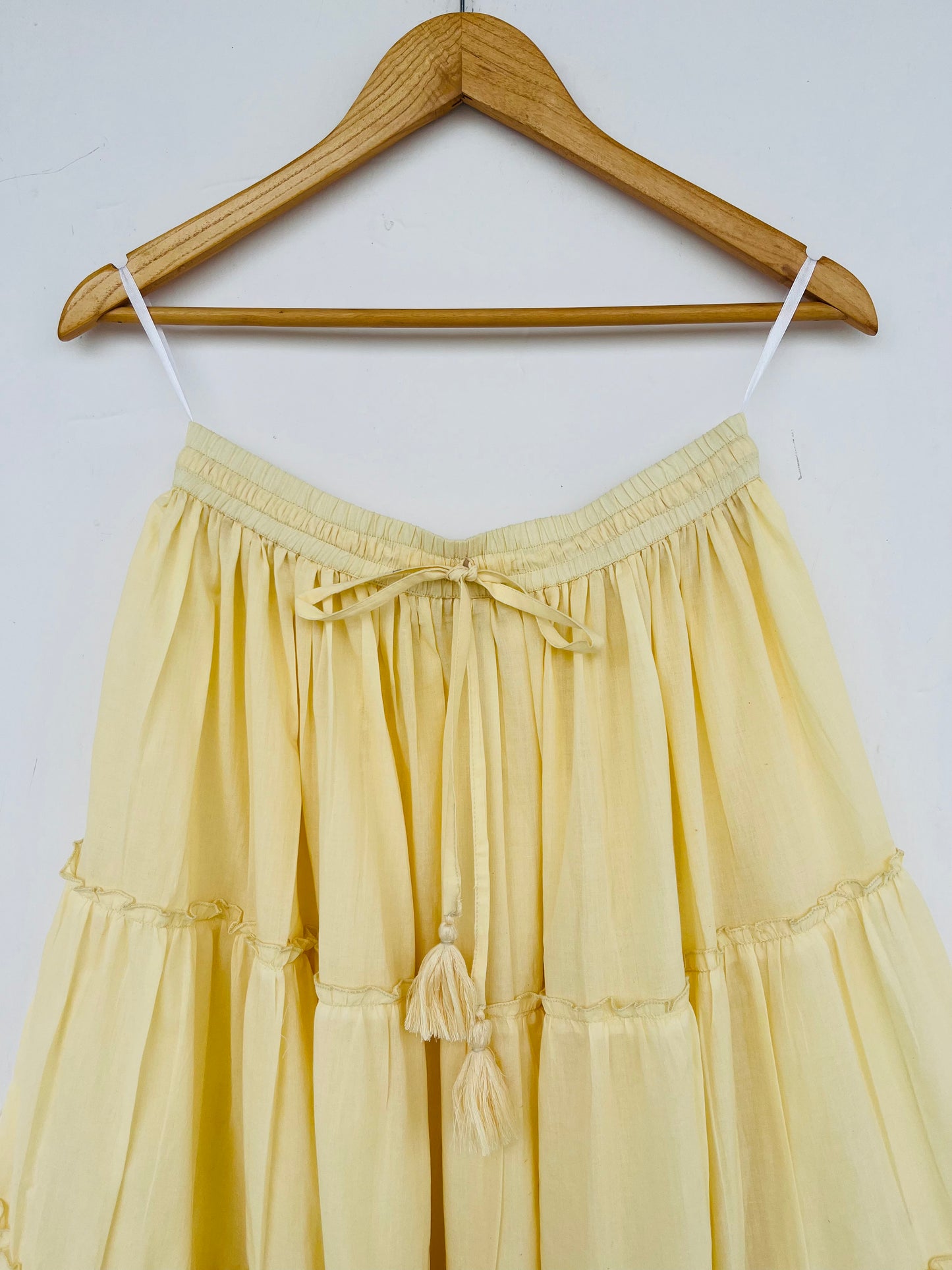 Cotton Tiered Maxi Skirt for Women – Casual Drawstring Summer Skirt