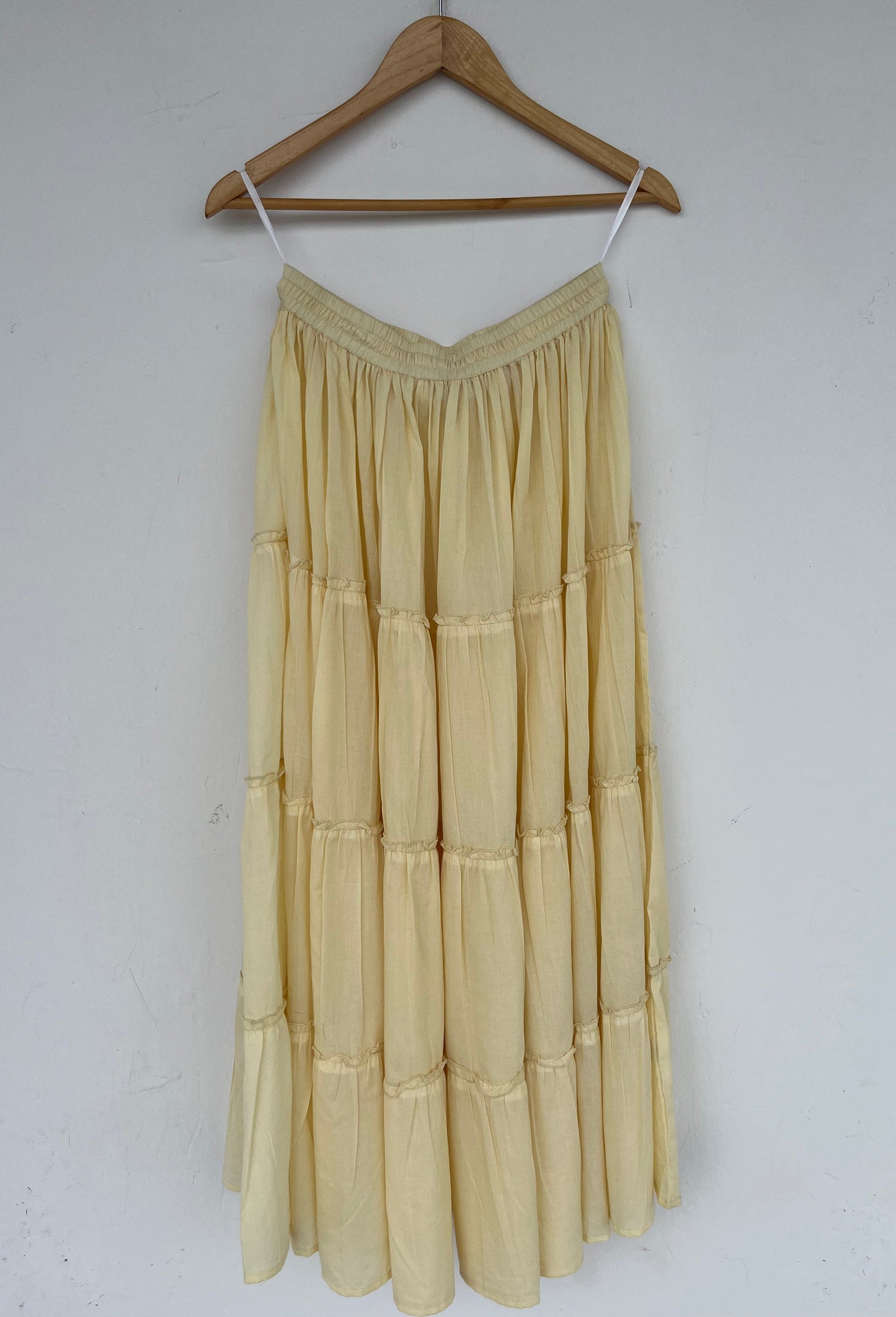 Cotton Tiered Maxi Skirt for Women – Casual Drawstring Summer Skirt