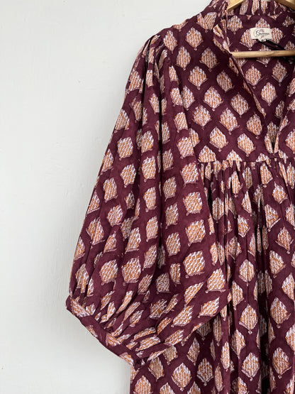 Bohemian Long Cotton Maxi, Frill Collar Maxi Dress