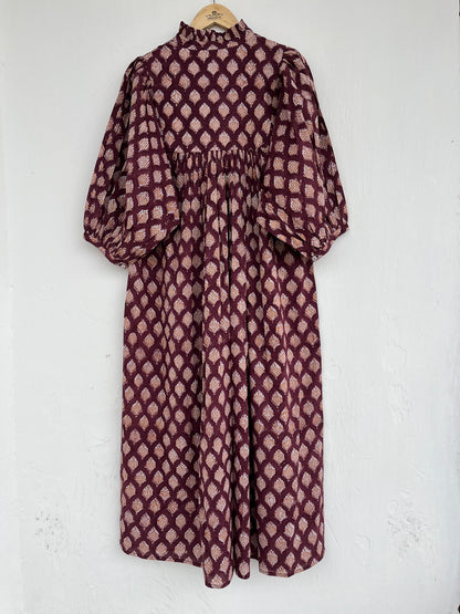 Bohemian Long Cotton Maxi, Frill Collar Maxi Dress
