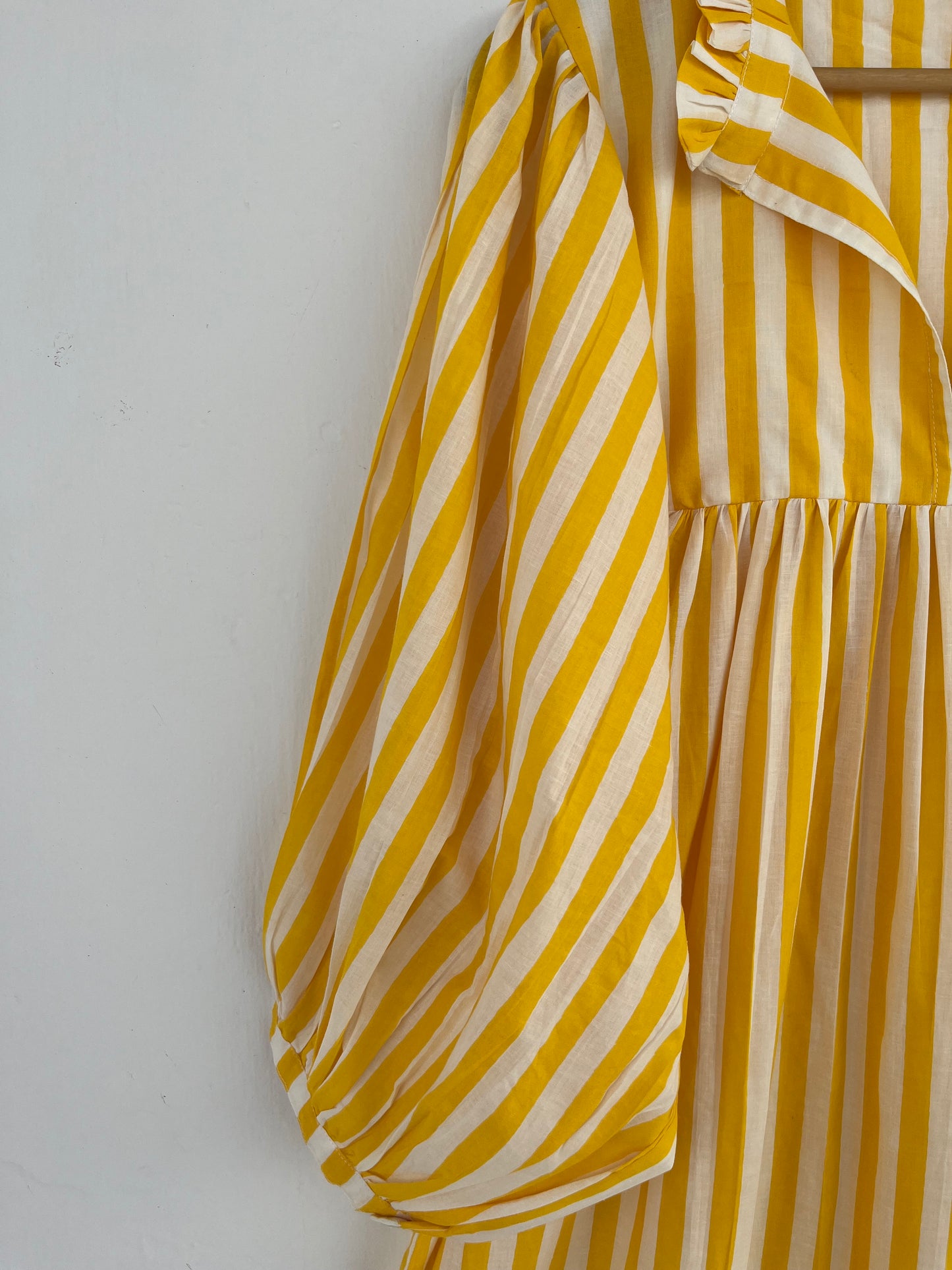 Yellow White Stripe Long Cotton Summer Maxi Dress | Ladies Casual Wear