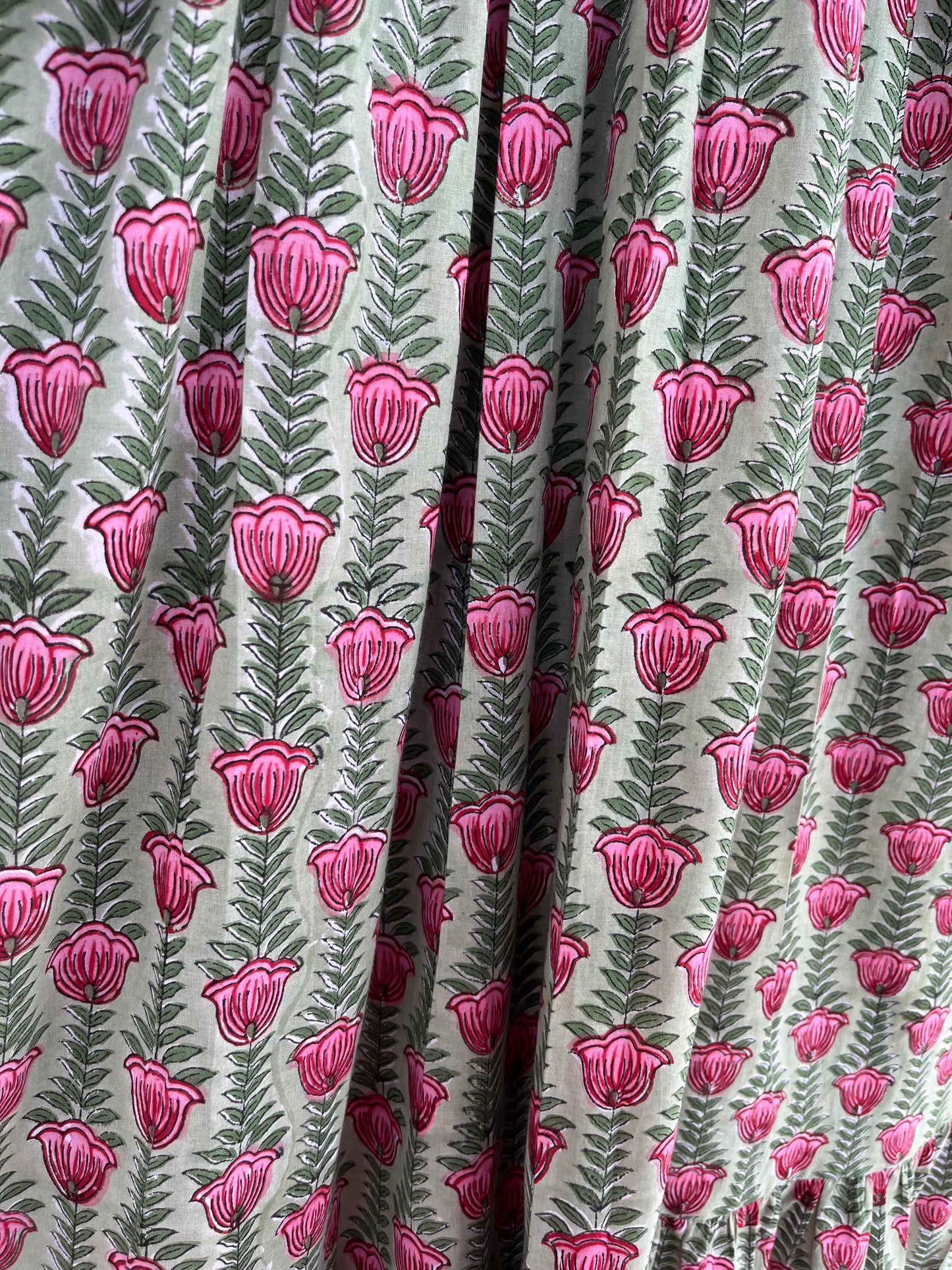 Green Floral V Neck Smocked Cotton Dress | Summer Holiday Dress