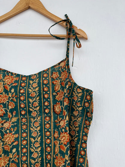 Floral Cotton Tie-Strap Midi Summer Dress for Women | Ladies Beach Dress