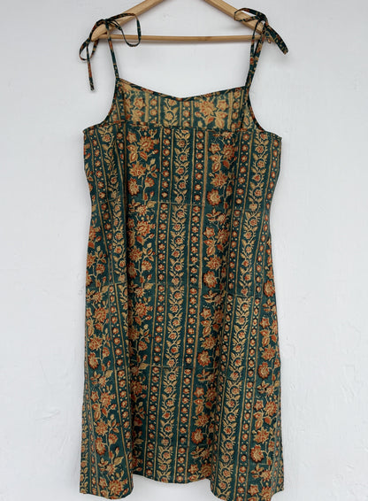 Floral Cotton Tie-Strap Midi Summer Dress for Women | Ladies Beach Dress