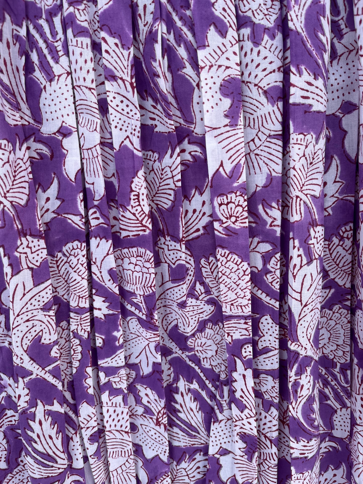 Purple Floral Shirred Cotton Dress | Boho Summer Women Wear