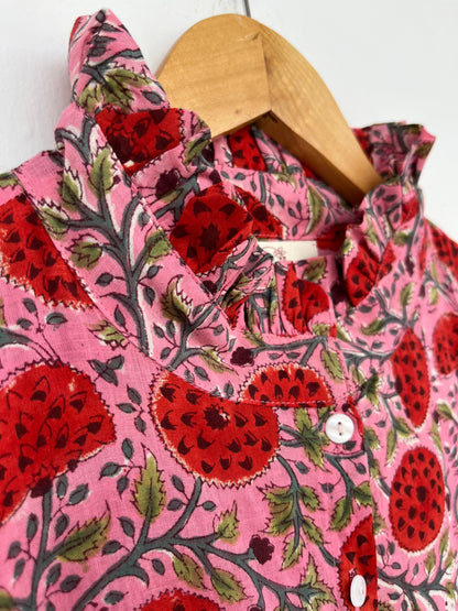 Pink Red Floral Button Up Maxi Dress | Loose Fit Summer Outfit
