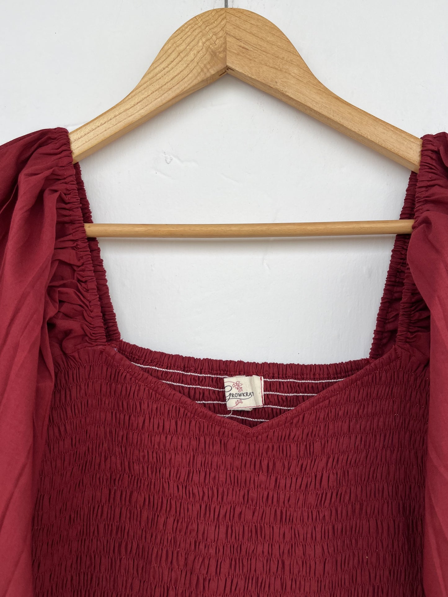 Wine Red Cotton Smocked Maxi Dress | Bridesmaid Dress | Long Partywear Outfit