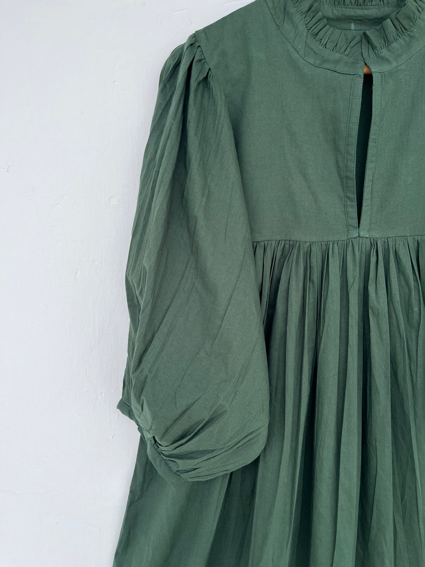 Dark Green Minimalist Cotton  Dress | Casual Long Women Dress
