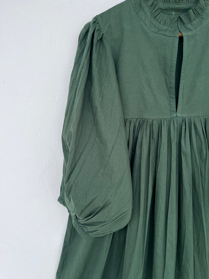 Dark Green Minimalist Cotton  Dress | Casual Long Women Dress