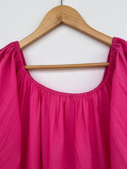 Solid Pink Flowy Cotton Summer Dress | Lightweight Resort Wear Dress