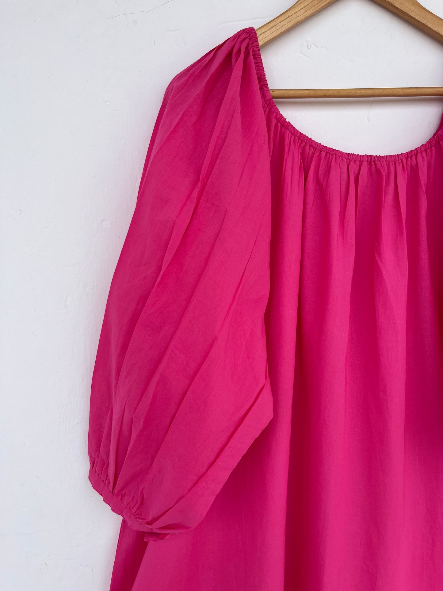 Solid Pink Flowy Cotton Summer Dress | Lightweight Resort Wear Dress