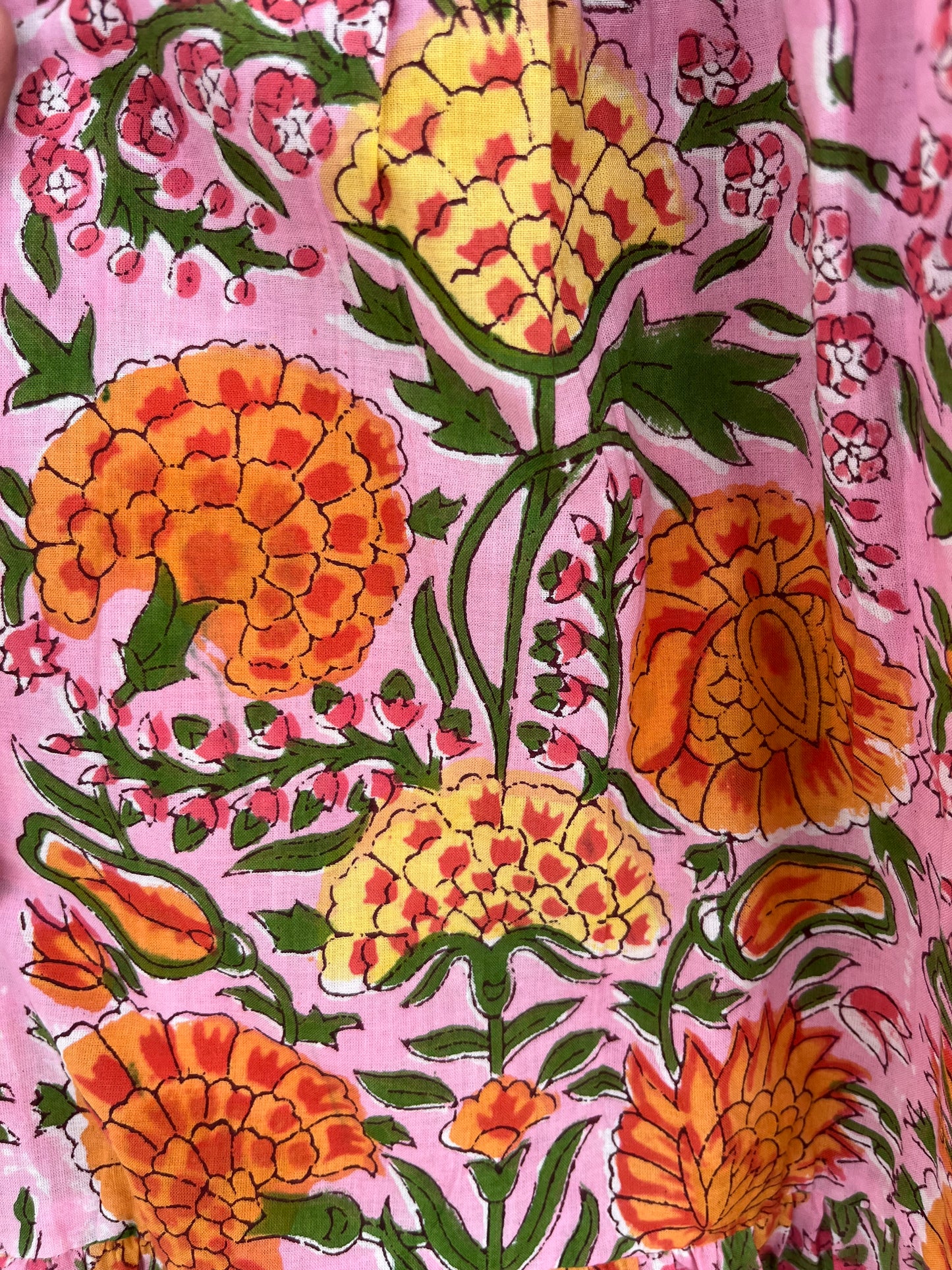 Pink Floral A Line Maxi Skirt | Beach Vacation Long Cotton Skirt