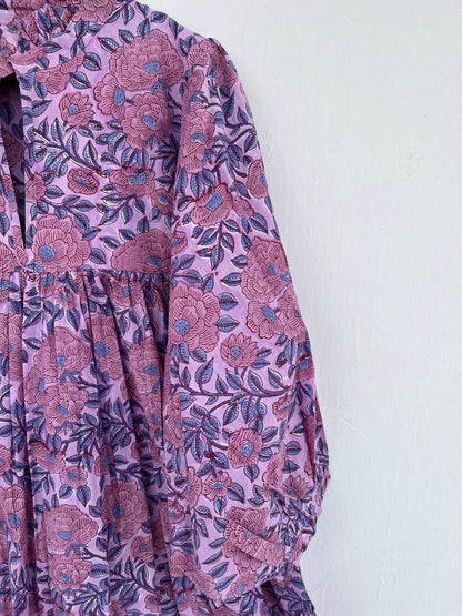 Hand Block Print Floral Cotton Dress | Flowy Sustainable Summer Dress