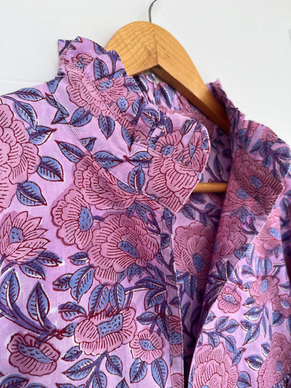 Hand Block Print Floral Cotton Dress | Flowy Sustainable Summer Dress