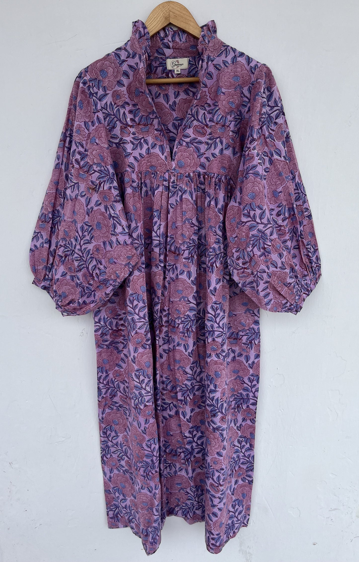 Hand Block Print Floral Cotton Dress | Flowy Sustainable Summer Dress
