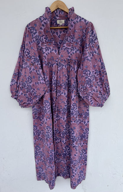 Hand Block Print Floral Cotton Dress | Flowy Sustainable Summer Dress