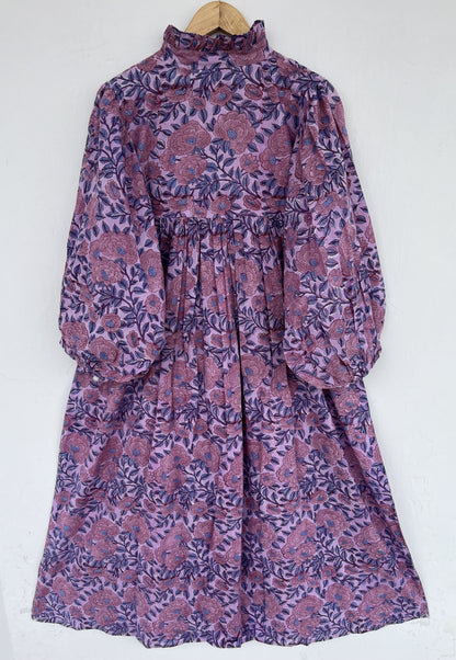 Hand Block Print Floral Cotton Dress | Flowy Sustainable Summer Dress