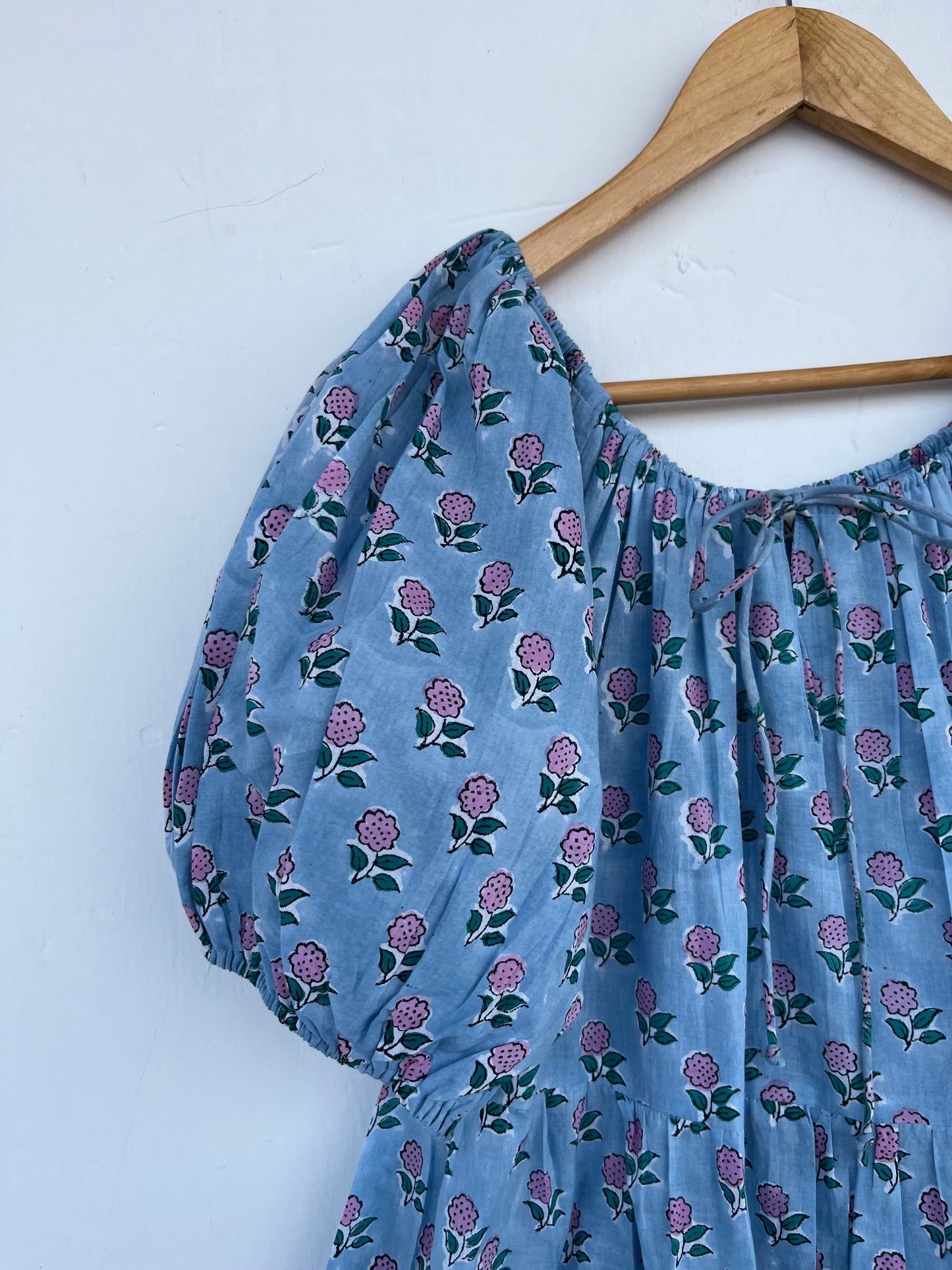 Blue Pink Floral Loose Fit Summer Maxi Dress | Picnic Holiday Women Wear