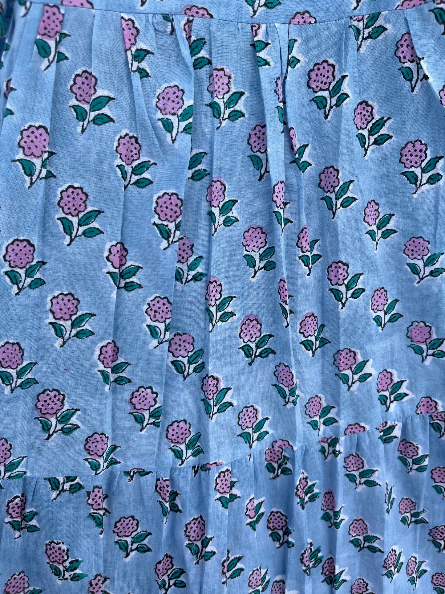 Blue Pink Floral Loose Fit Summer Maxi Dress | Picnic Holiday Women Wear