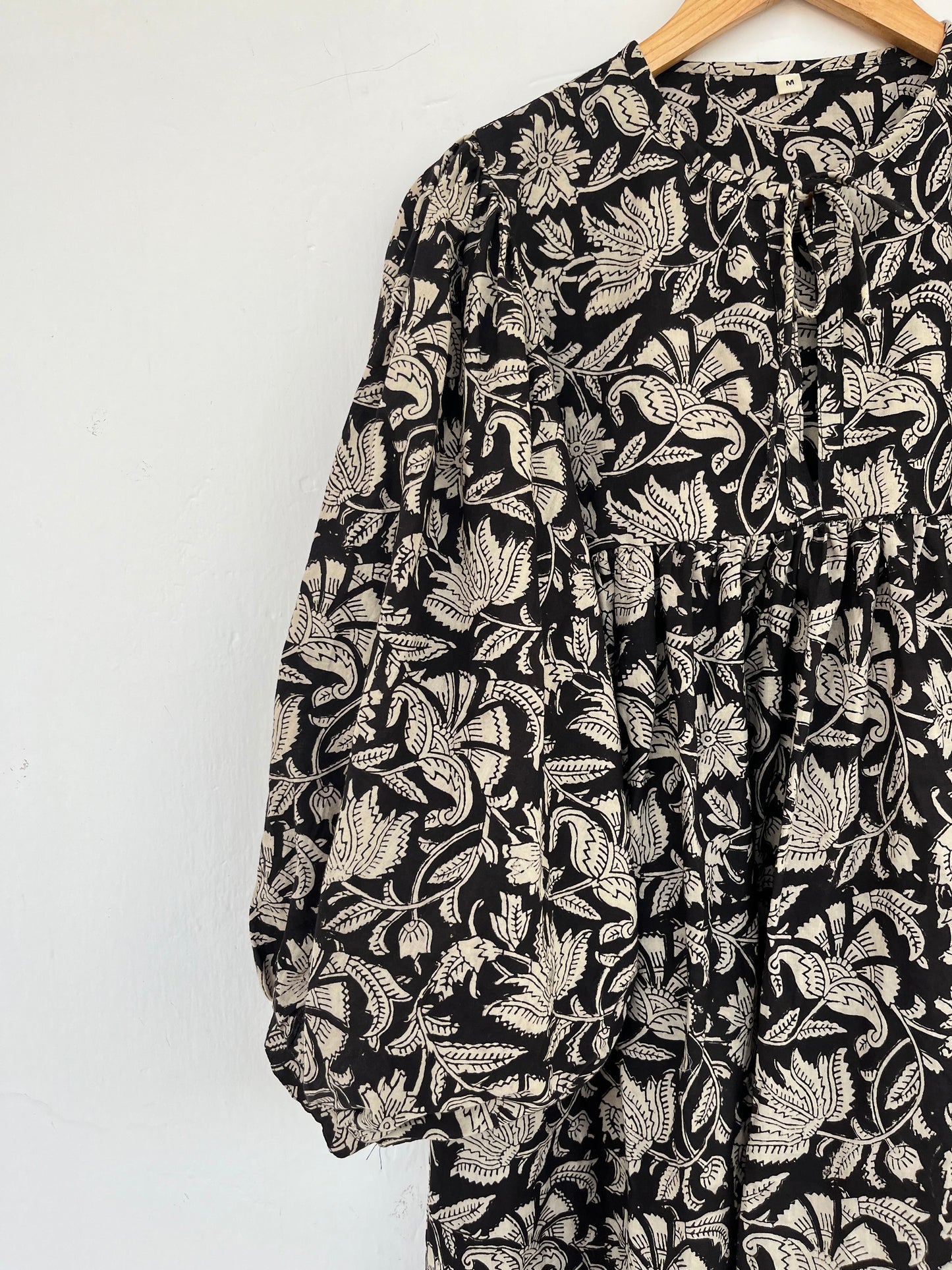 Black Floral Pure Cotton Maxi Dress | Handcrafted Vintage Dress | Slow Fashion Outfit
