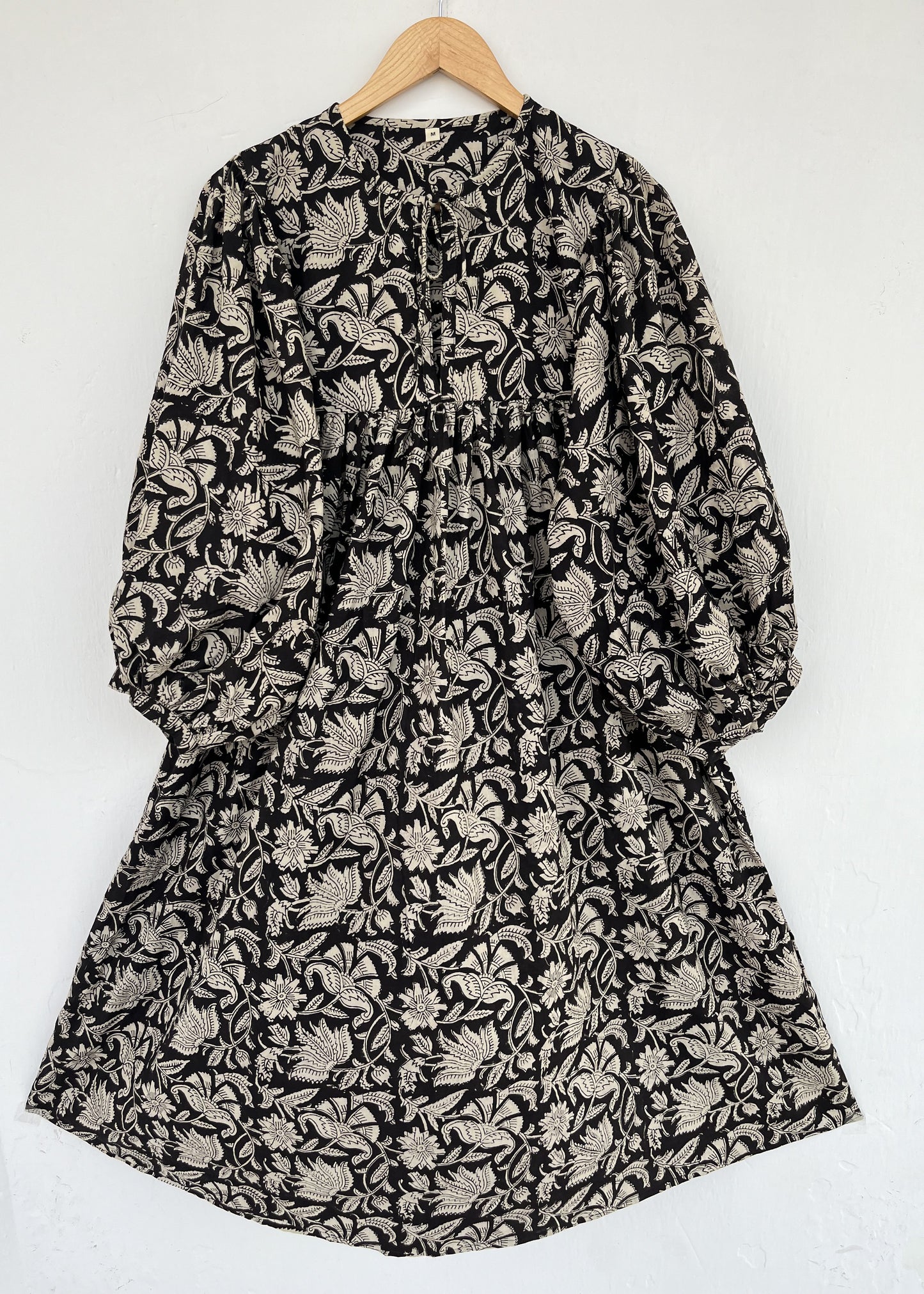 Black Floral Pure Cotton Maxi Dress | Handcrafted Vintage Dress | Slow Fashion Outfit