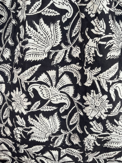 Black Floral Pure Cotton Maxi Dress | Handcrafted Vintage Dress | Slow Fashion Outfit