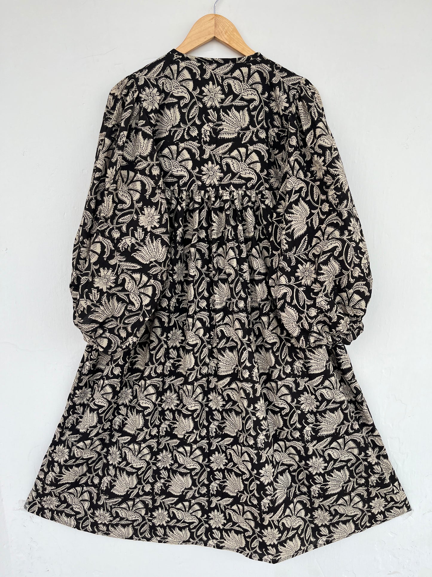 Black Floral Pure Cotton Maxi Dress | Handcrafted Vintage Dress | Slow Fashion Outfit