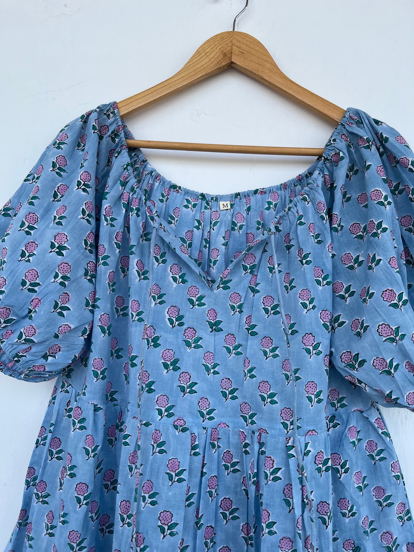 Blue Pink Floral Loose Fit Summer Maxi Dress | Picnic Holiday Women Wear