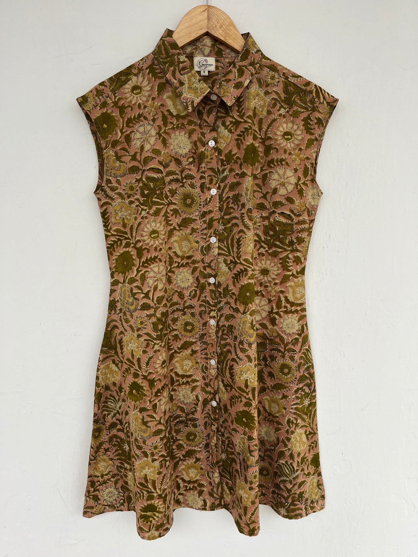 Floral Cotton Shirt Dress Women | Sleeveless Button Down Mini Dress