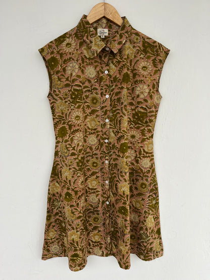 Floral Cotton Shirt Dress Women | Sleeveless Button Down Mini Dress