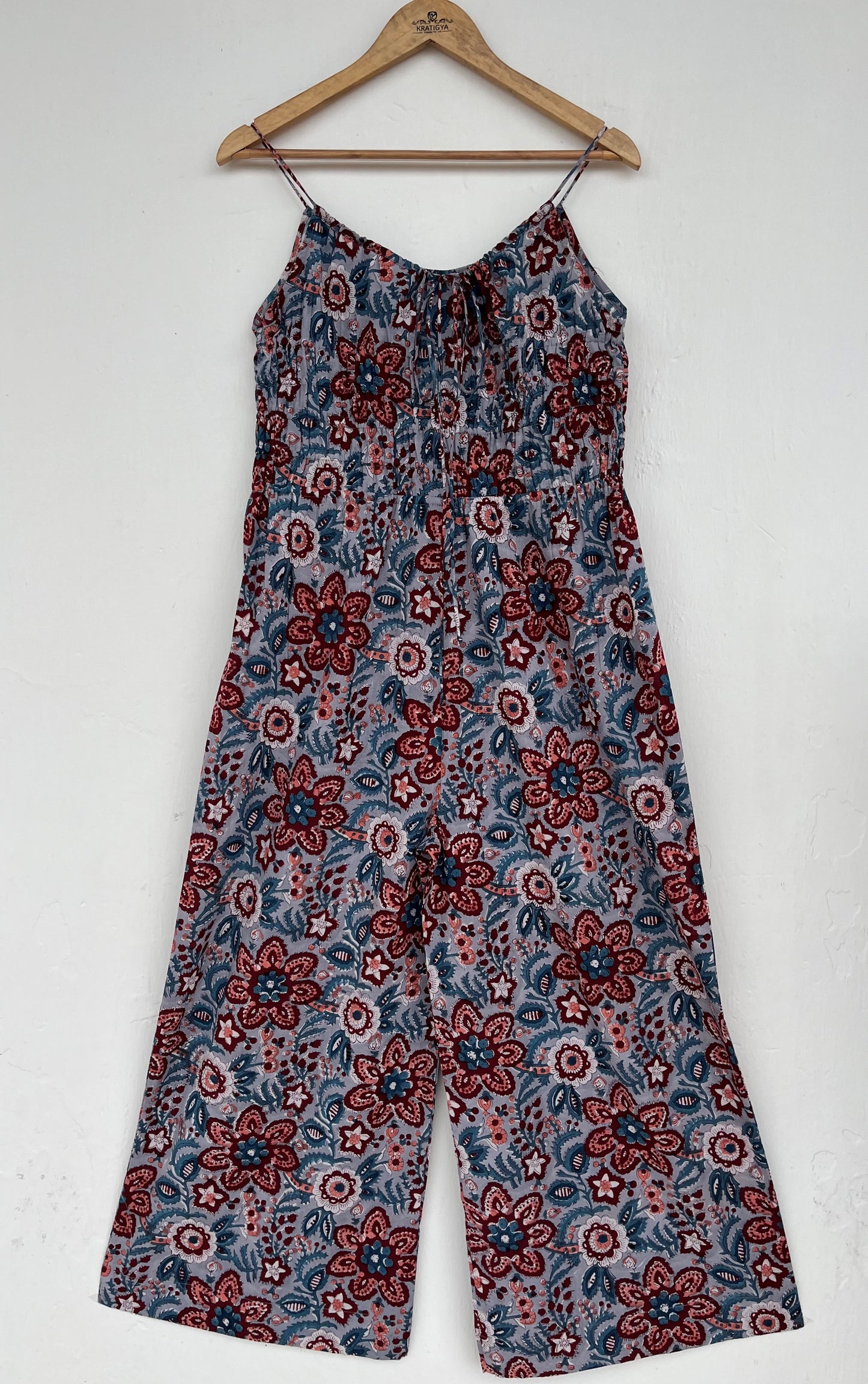 Women’s Floral Printed Sleeveless Jumpsuit - Lightweight Cotton Summer Playsuit