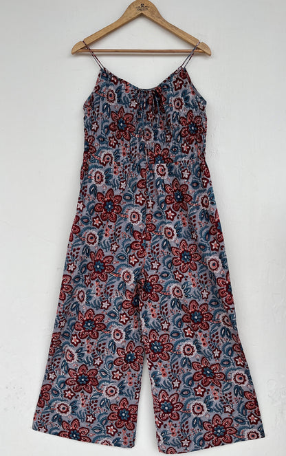 Women’s Floral Printed Sleeveless Jumpsuit - Lightweight Cotton Summer Playsuit