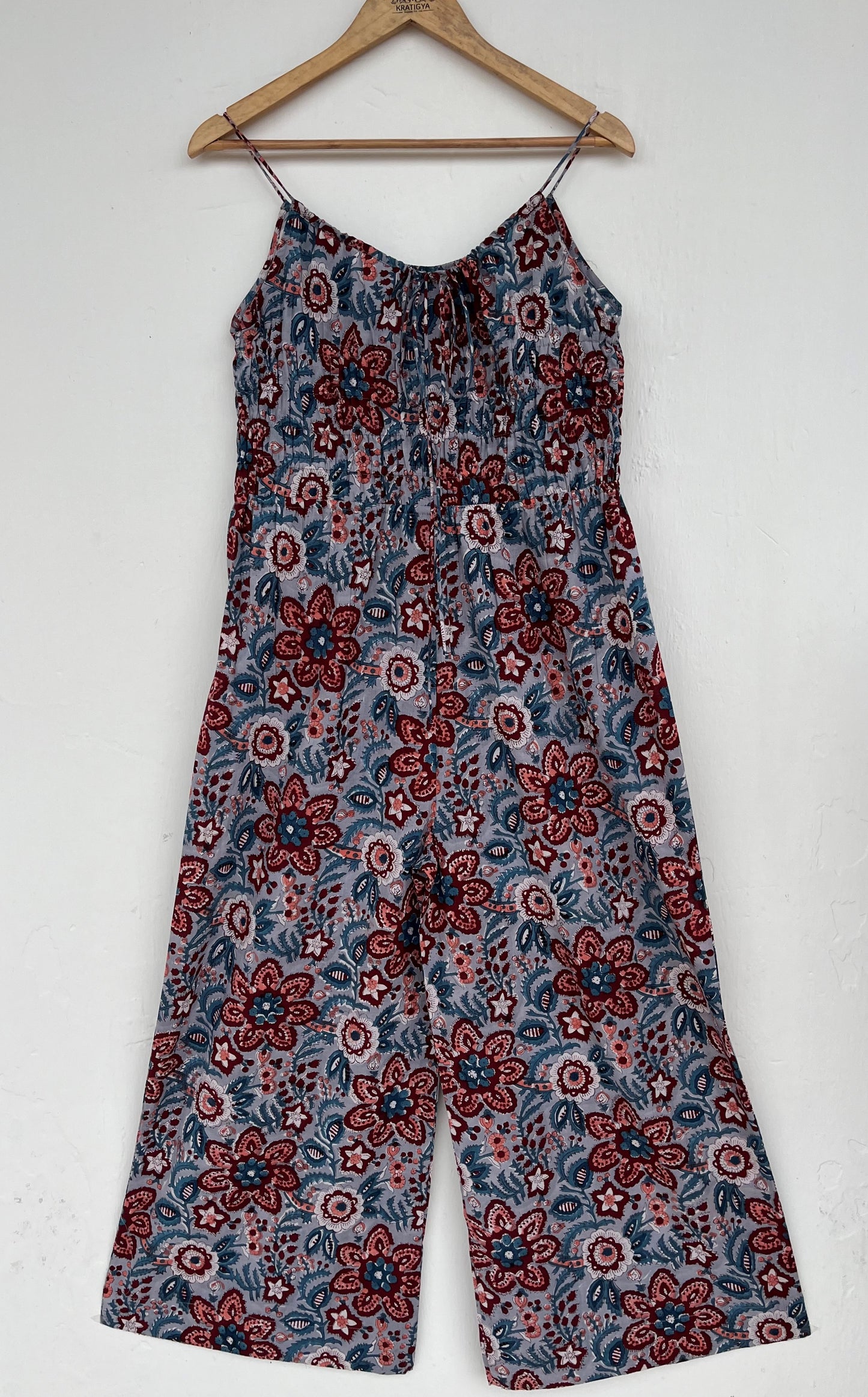 Women’s Floral Printed Sleeveless Jumpsuit - Lightweight Cotton Summer Playsuit