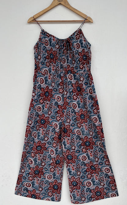 Women’s Floral Printed Sleeveless Jumpsuit - Lightweight Cotton Summer Playsuit