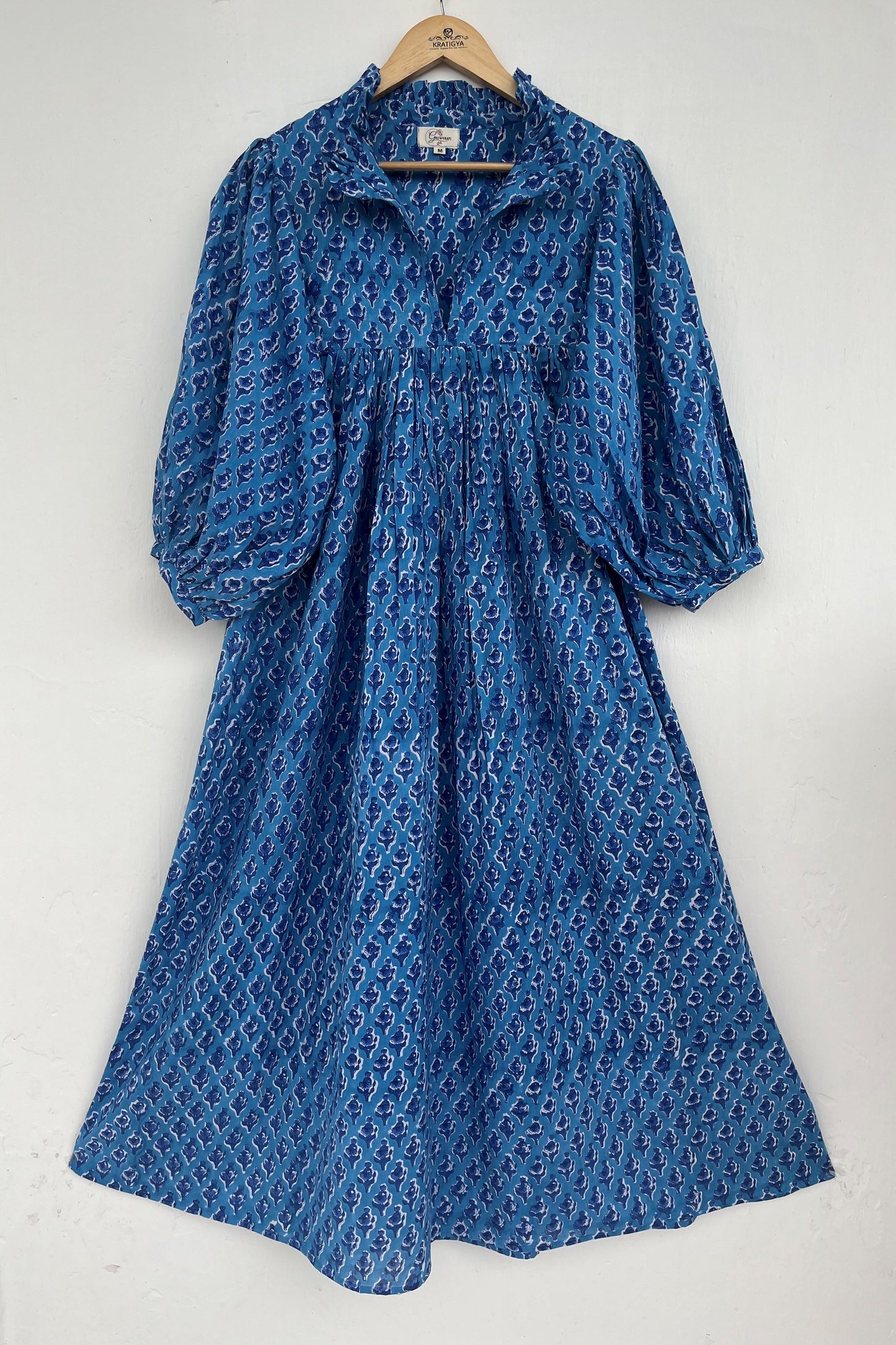 Women’s Handblock Printed Cotton Maxi Dress - Relaxed Fit Summer Casual Dress