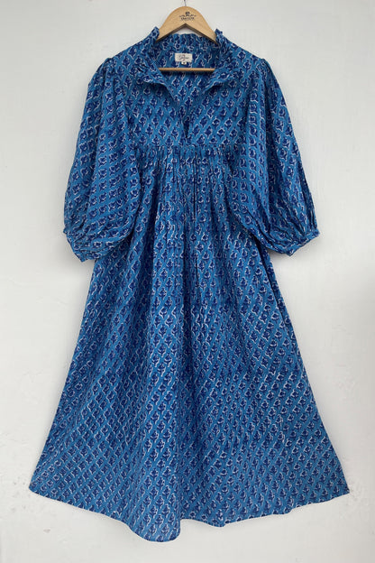 Women’s Handblock Printed Cotton Maxi Dress - Relaxed Fit Summer Casual Dress
