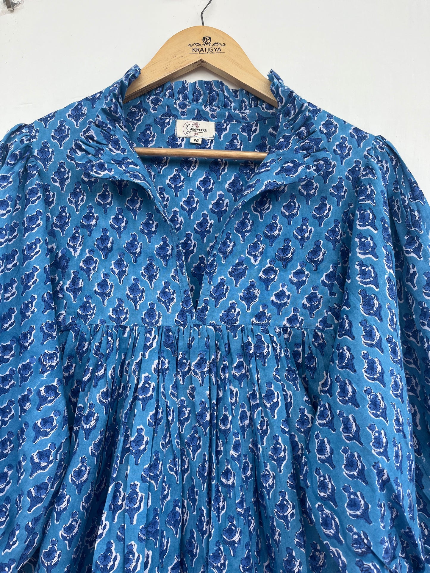 Women’s Handblock Printed Cotton Maxi Dress - Relaxed Fit Summer Casual Dress