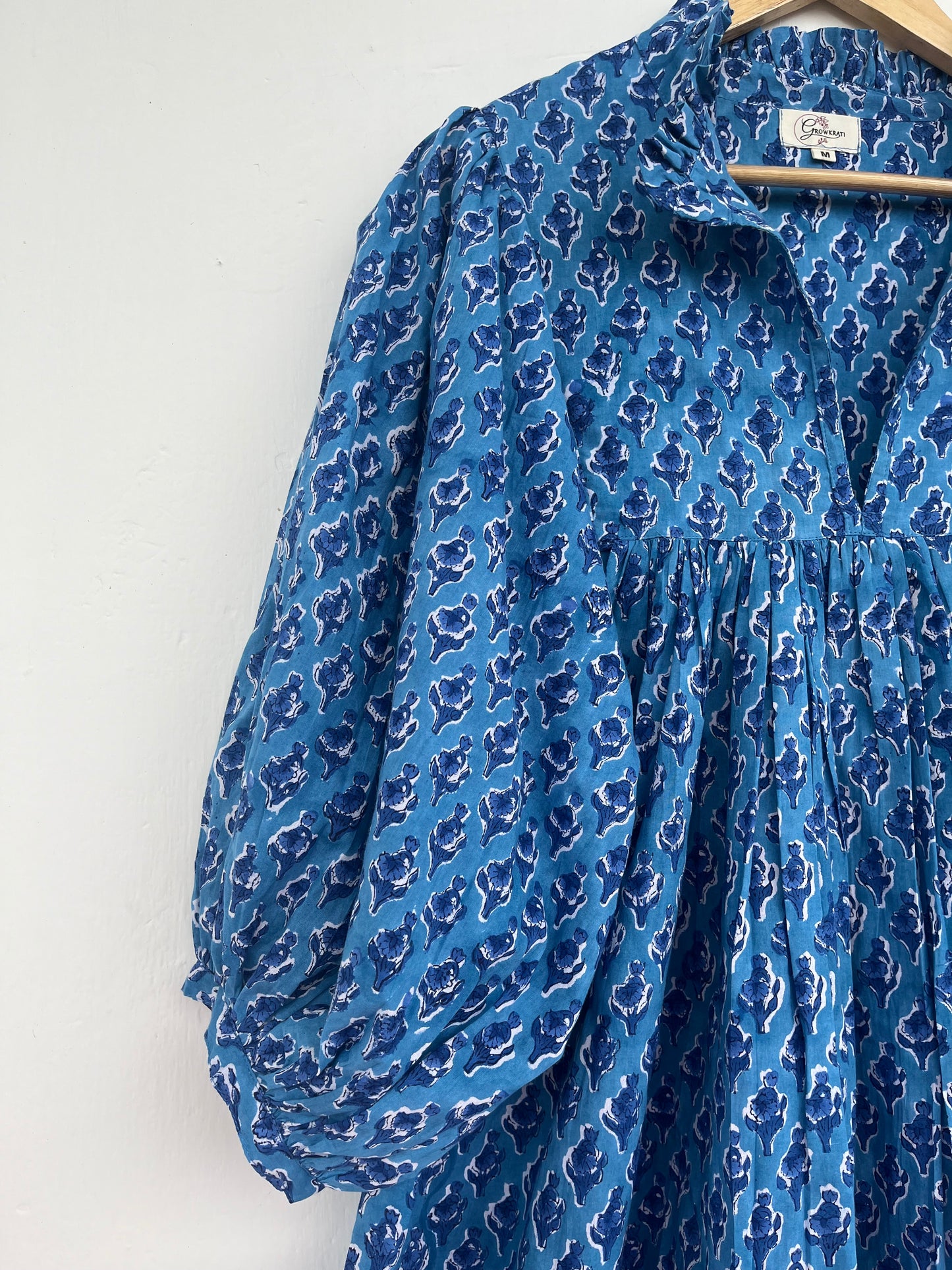 Women’s Handblock Printed Cotton Maxi Dress - Relaxed Fit Summer Casual Dress