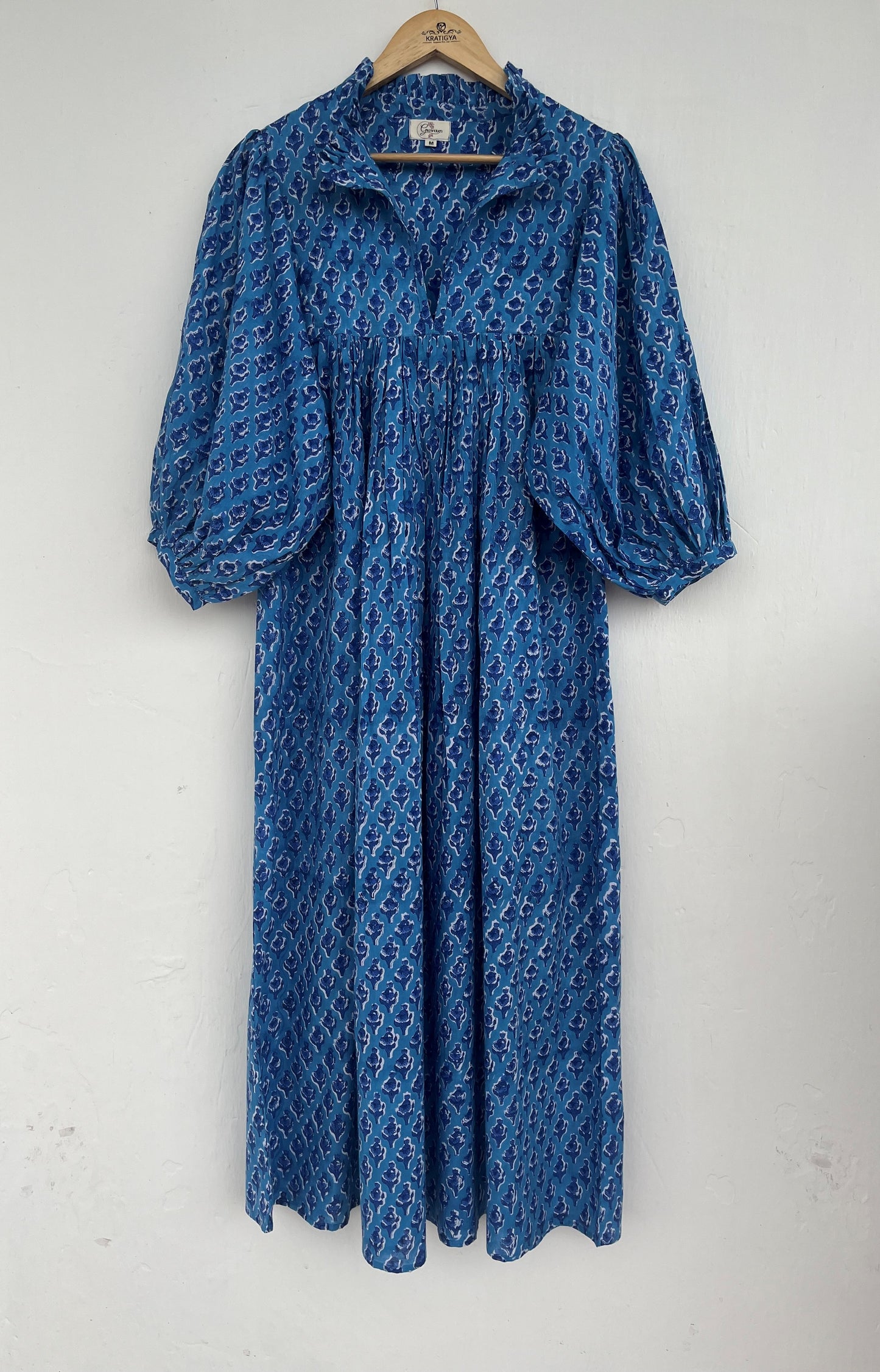 Women’s Handblock Printed Cotton Maxi Dress - Relaxed Fit Summer Casual Dress