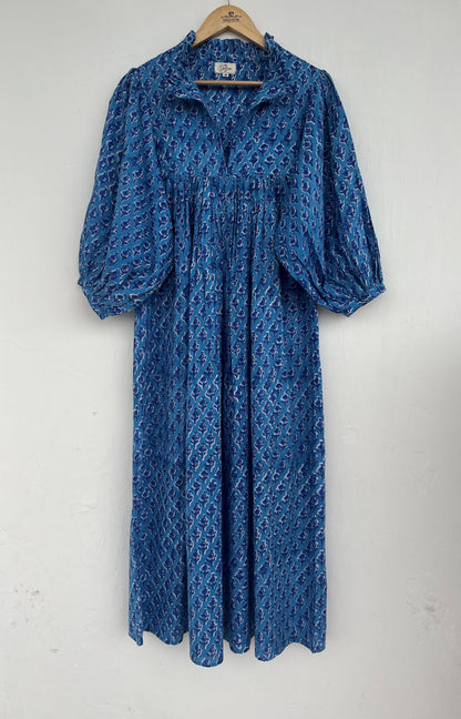 Women’s Handblock Printed Cotton Maxi Dress - Relaxed Fit Summer Casual Dress
