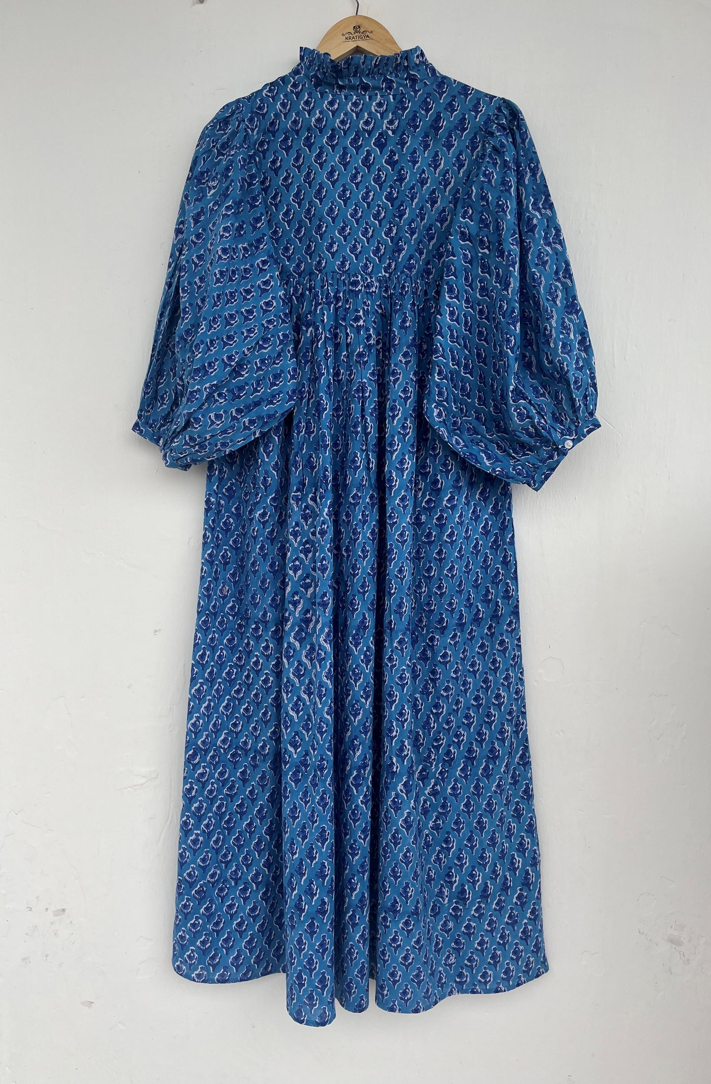 Women’s Handblock Printed Cotton Maxi Dress - Relaxed Fit Summer Casual Dress