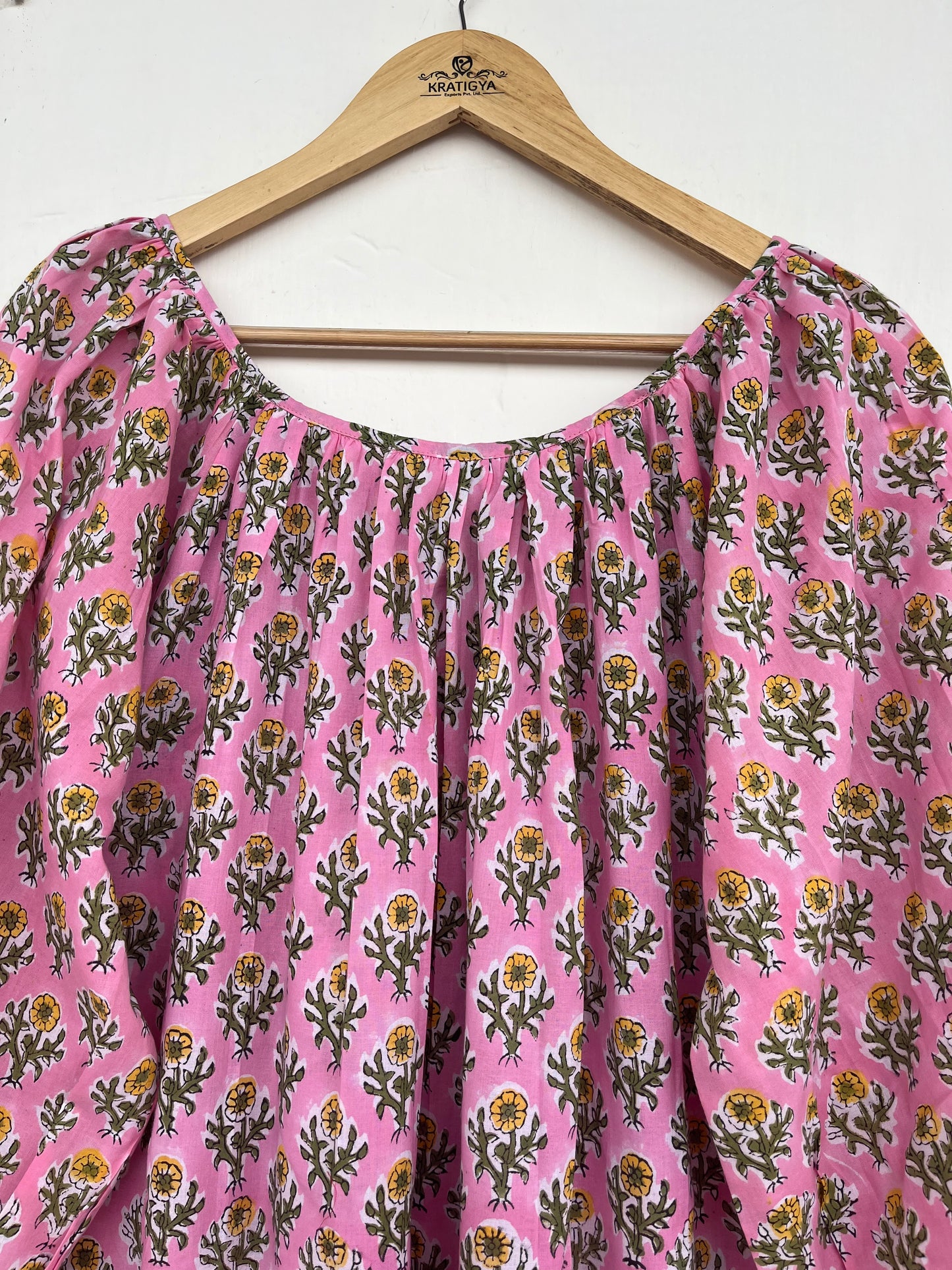Pink Floral Cotton Maxi Dress - Boho Summer Long Dress
